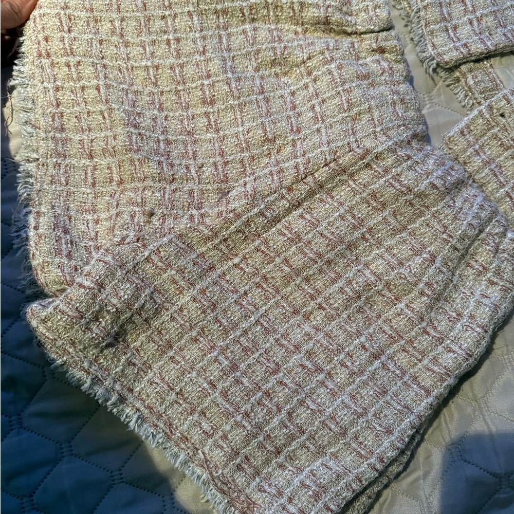 Zara Kids Cream Pink Tweed Matching Set Girls 10 Top.11/12 Squorts  Chanel Inspo - Picture 8 of 10